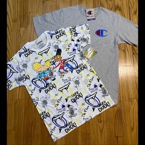 Champion and nickelodeon T-Shirt BUNDLE 2 Men’s Sz Medium New!
